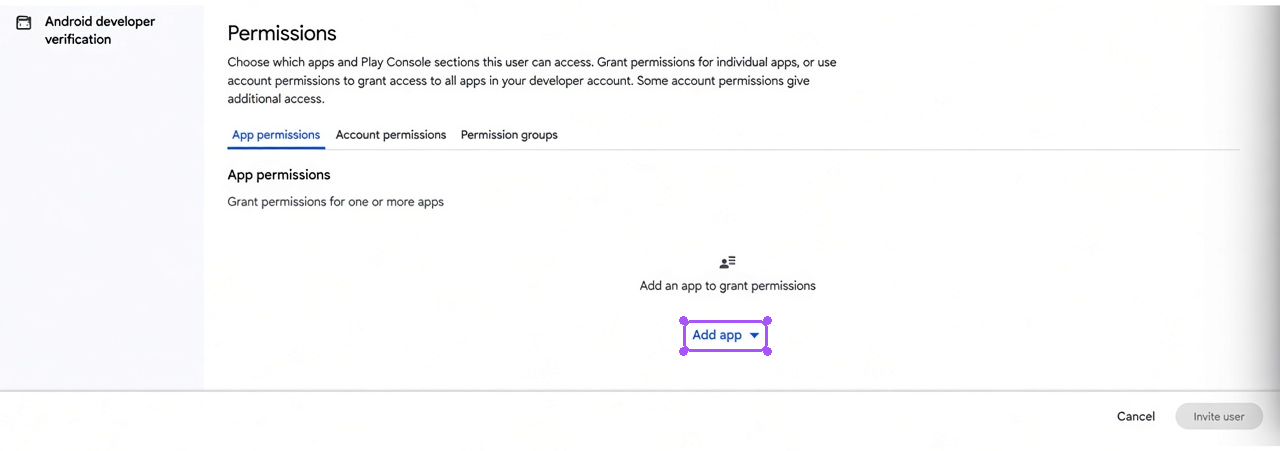 Adding the app under the service account permissions.